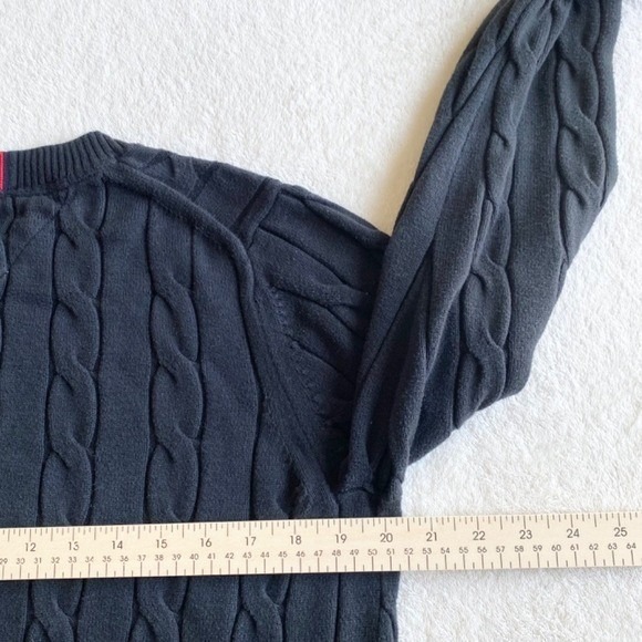Vintage Tommy Hilfiger Cable Knit Crew-Neck Sweater‎ Mens S Black - Picture 6 of 13